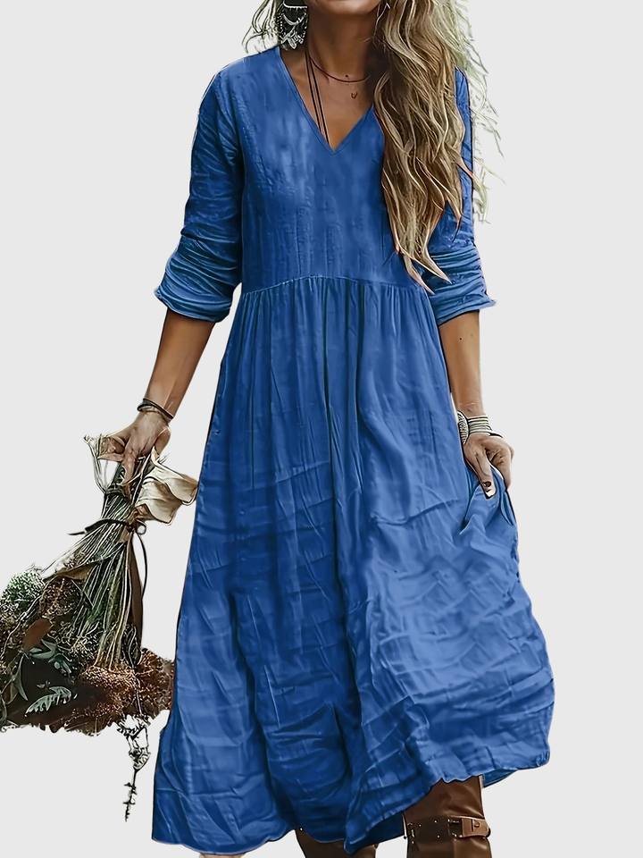 Sharon | Modisches Langarmkleid mit V-Ausschnitt