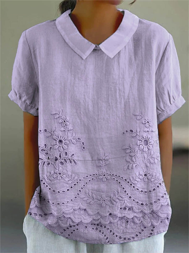 Lily | Floral Besticktes Shirt