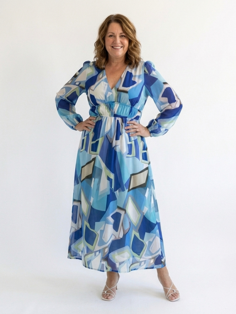 Althea | Langärmliges Blumen-Maxikleid