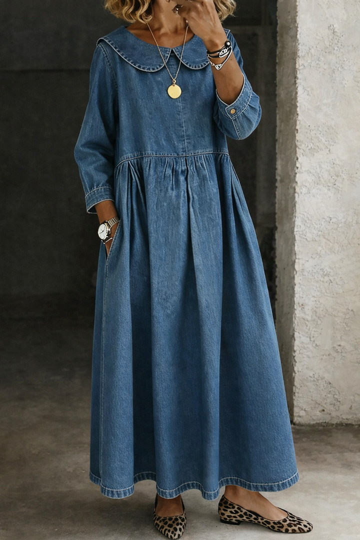 Clara | Denim-Kleid mit Peter-Pan-Kragen