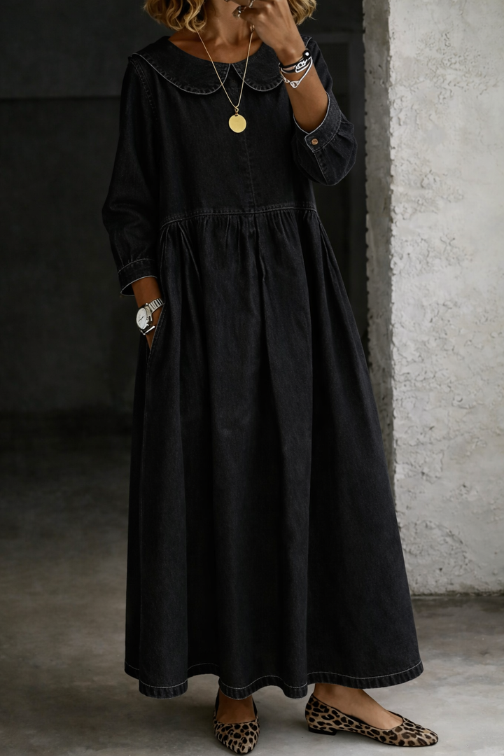 Clara | Denim-Kleid mit Peter-Pan-Kragen