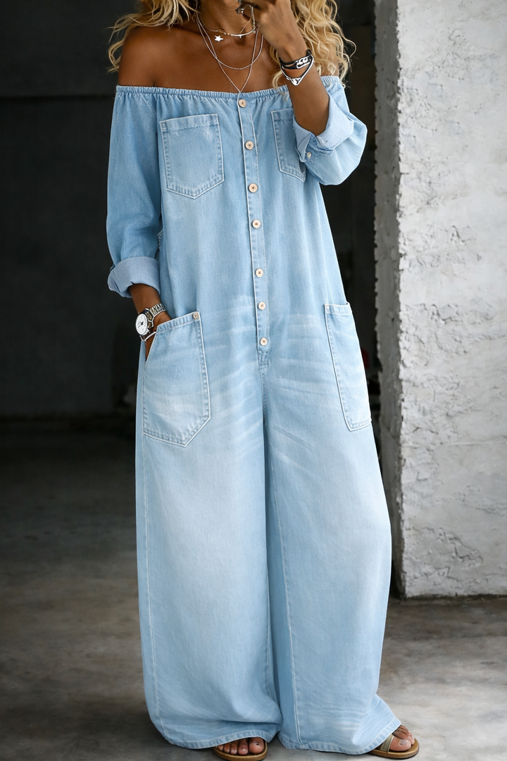 Elena | Off-Shoulder Langarm-Overall