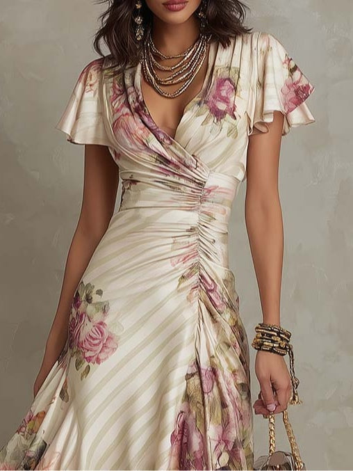 Azélie | Florales Midi-Kleid mit schmeichelnder Silhouette