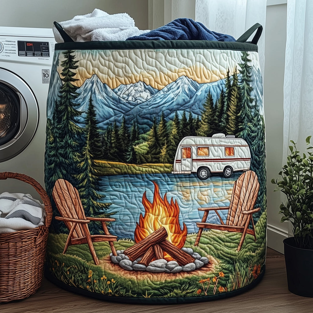Gepolsterter Wäschekorb im Camping-Stil