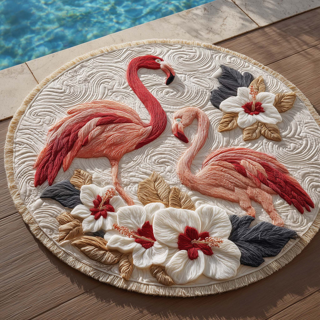 Elegantes Rundstrandtuch Flamingo