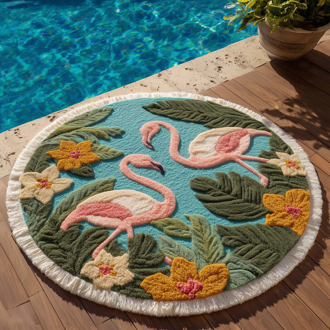 Runde Strandtuch Flamingo Lagune