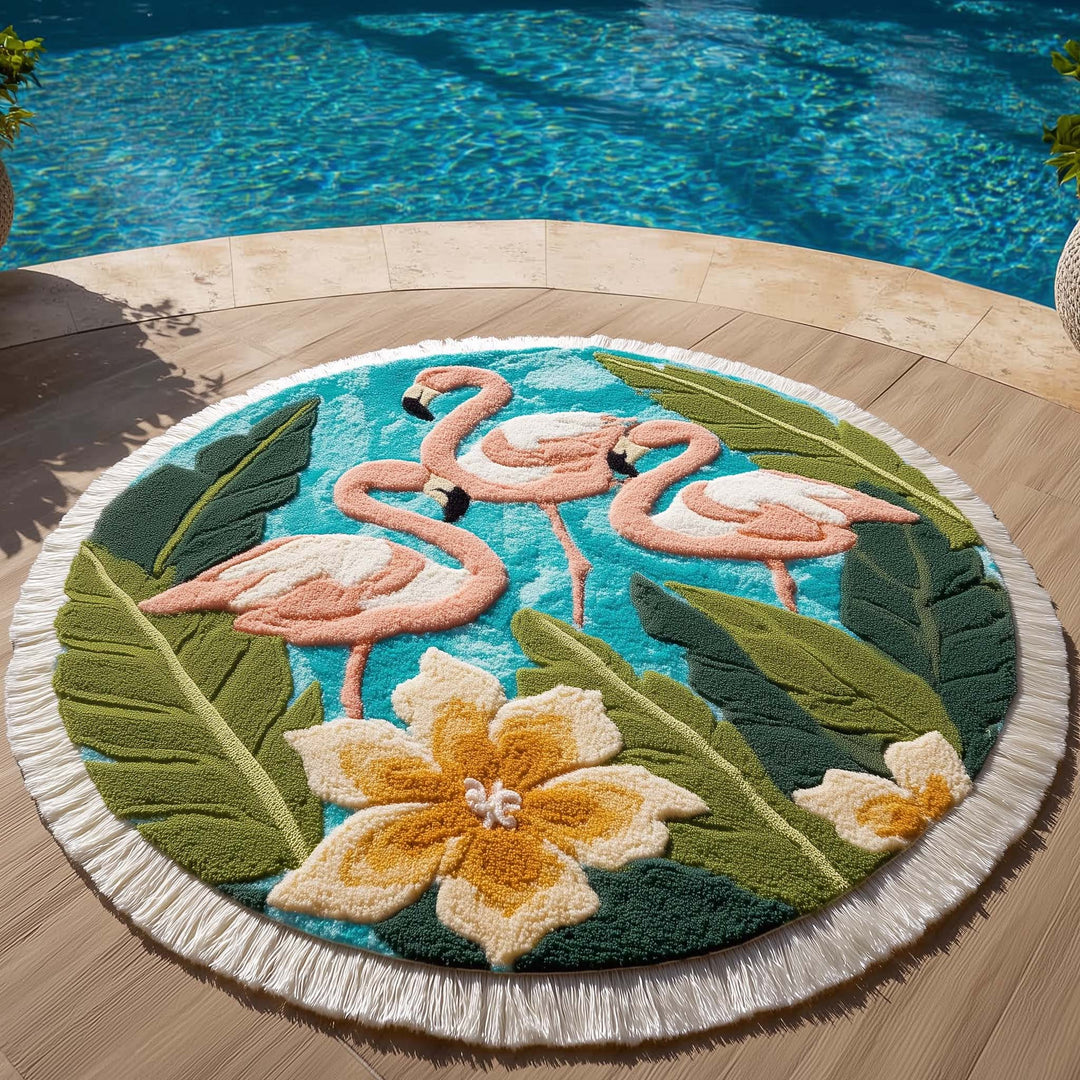 Runde Strandtuch Flamingo Lagune