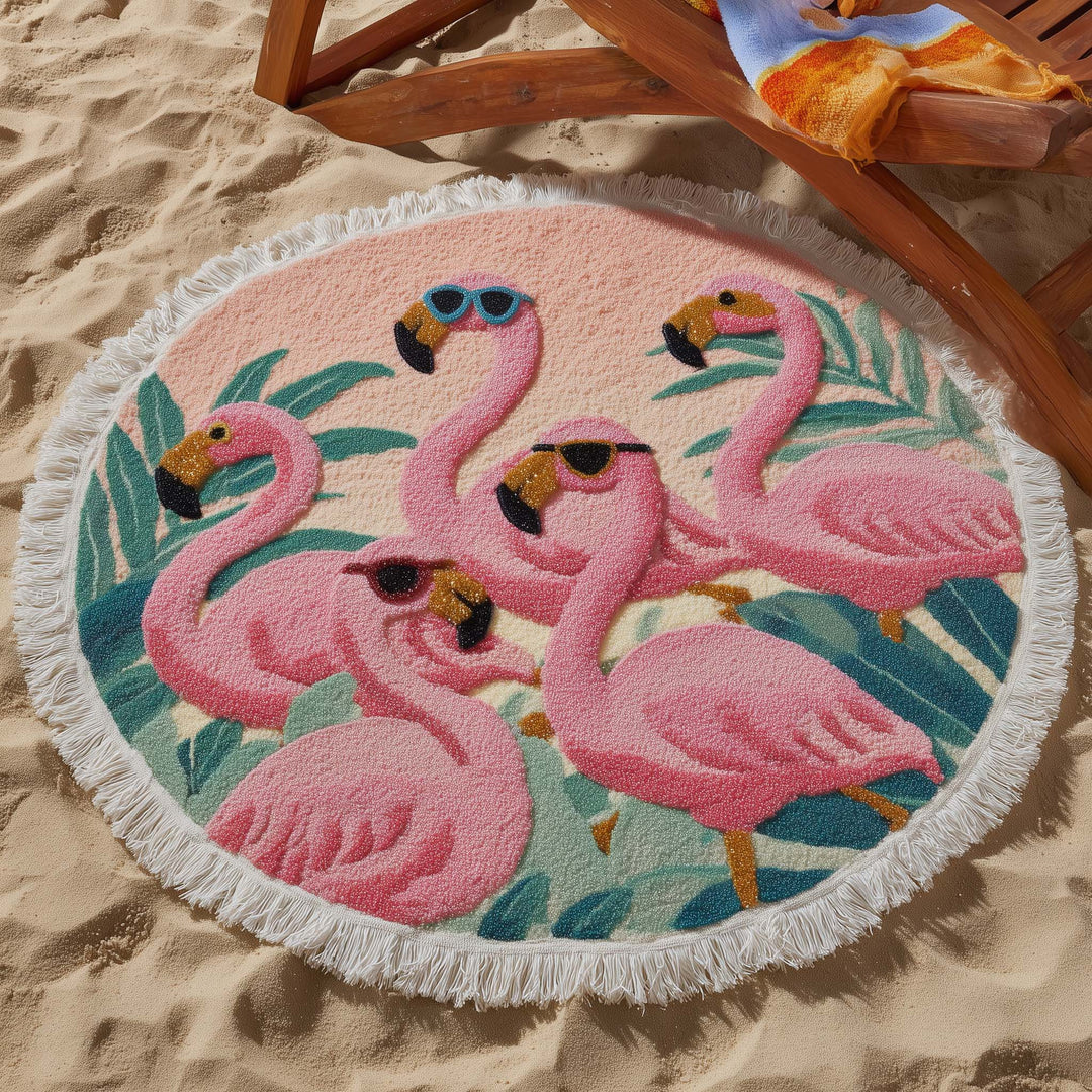 Cooles Flamingo-Team Rundes Strandtuch