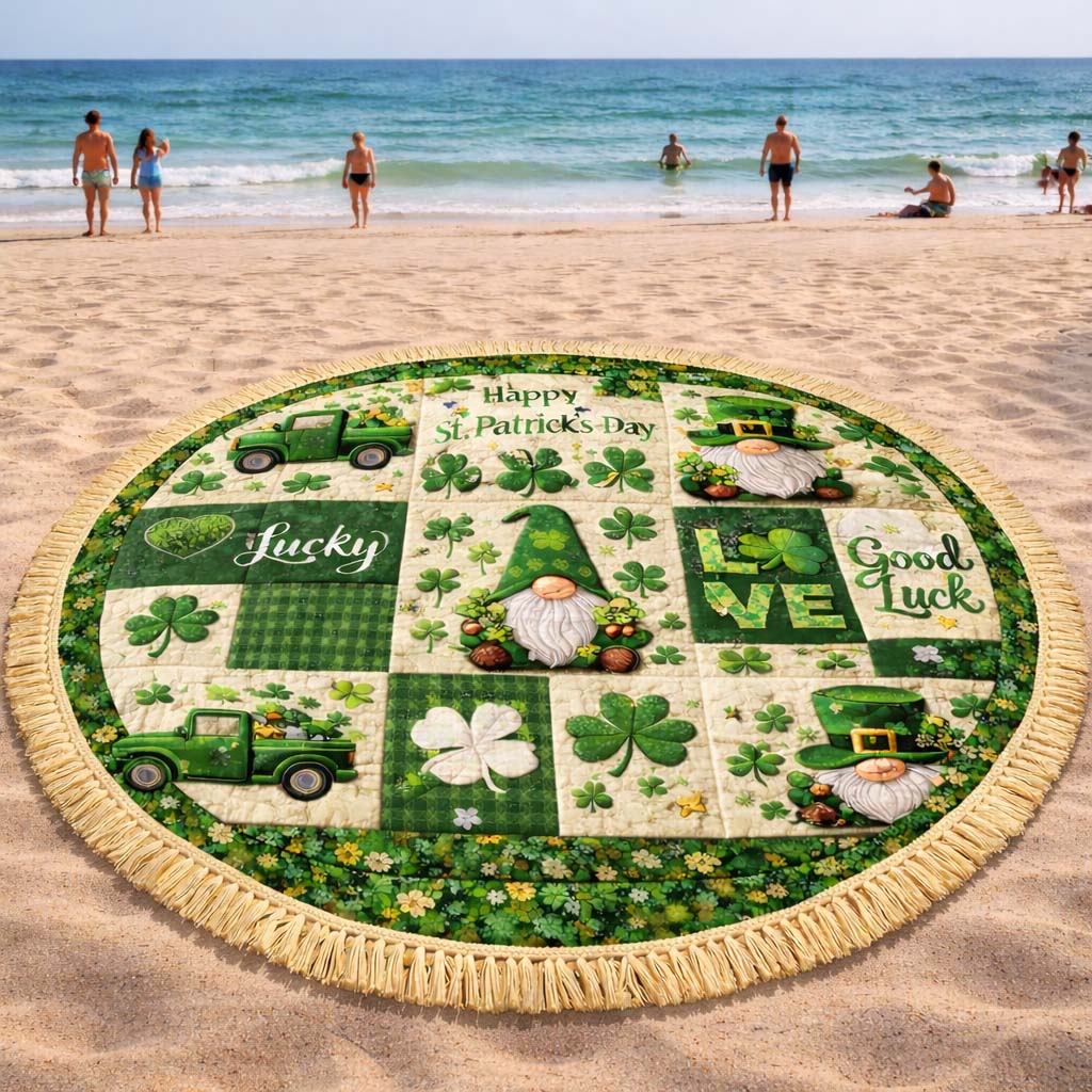 Glücklicher Gnom Runde Strandtuch