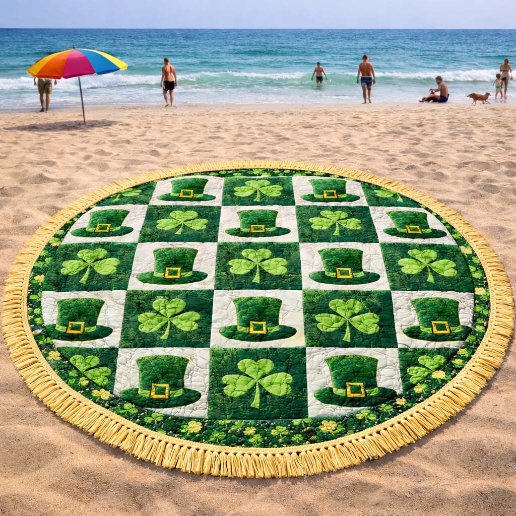 Runder Strandtuch Leprechaun Kleeblatt