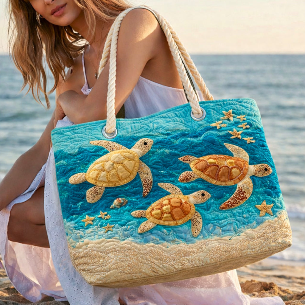 Gestepptes Strandtasche Goldene Schildkröte Küste
