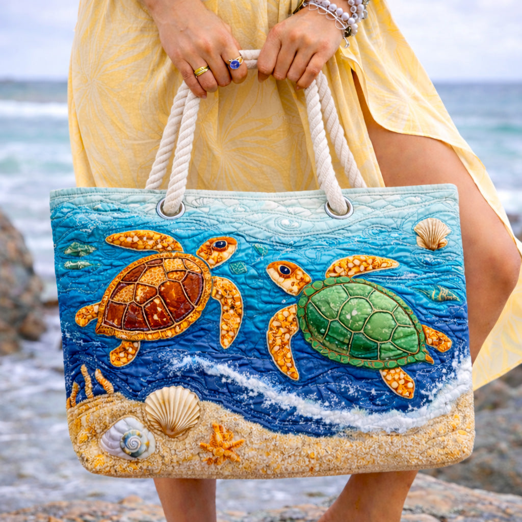 Tropische Schildkröte Gepolsterte Strandtasche