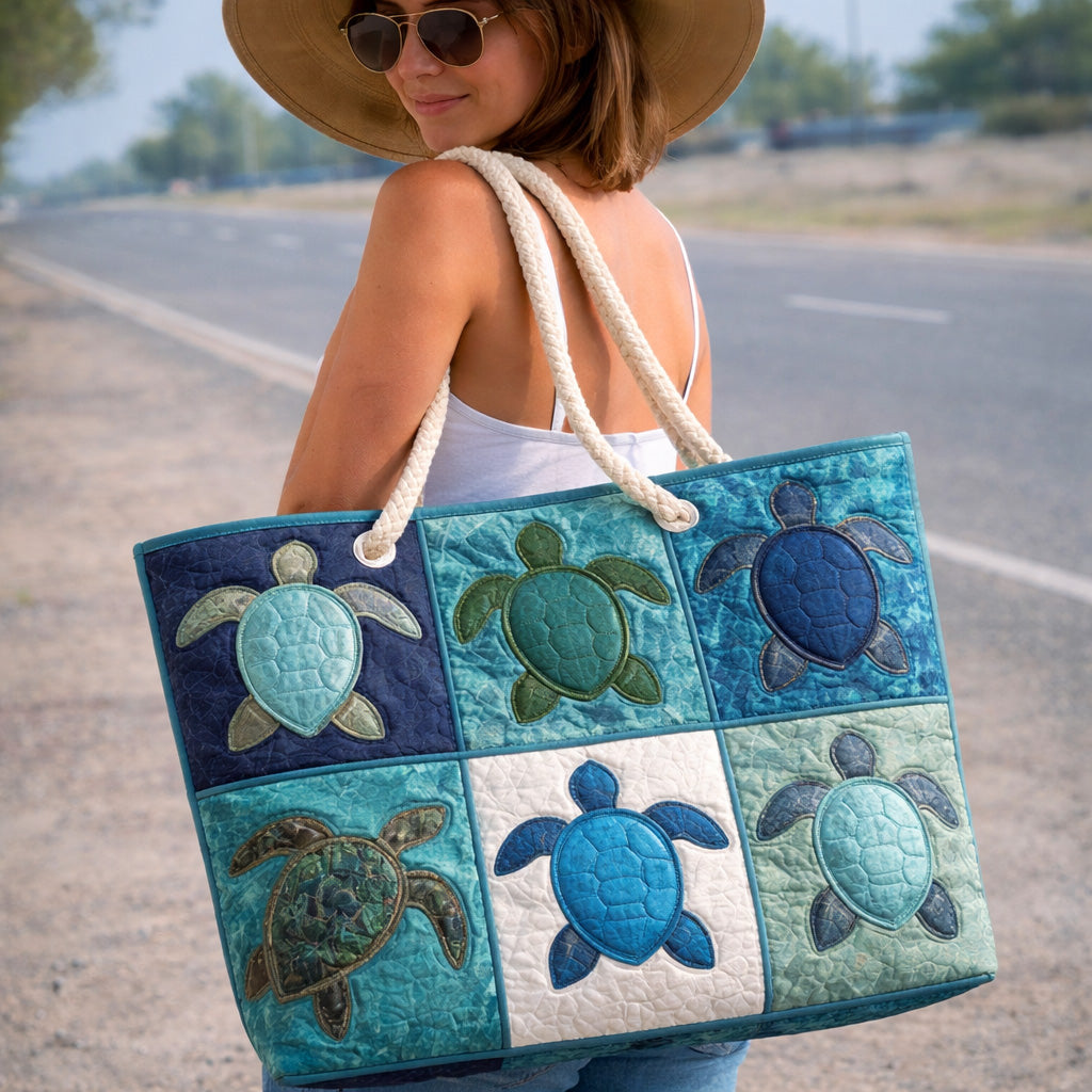 Gepolsterte Blaue Schildkröten Strandtasche