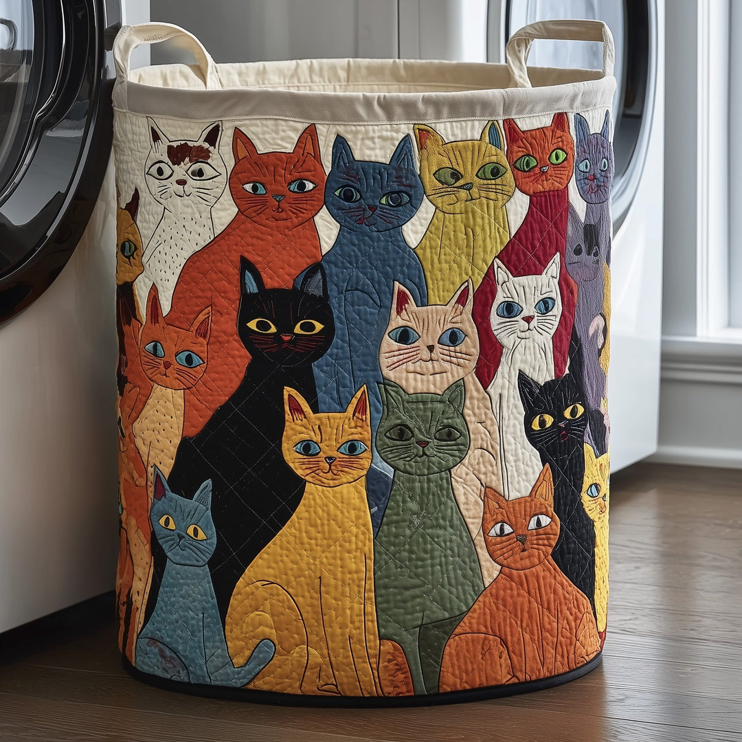 Gesteppten Wäschekorb mit verspielten Katzen