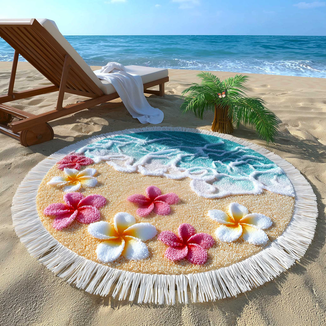 Runde Plumeria Strandtuch