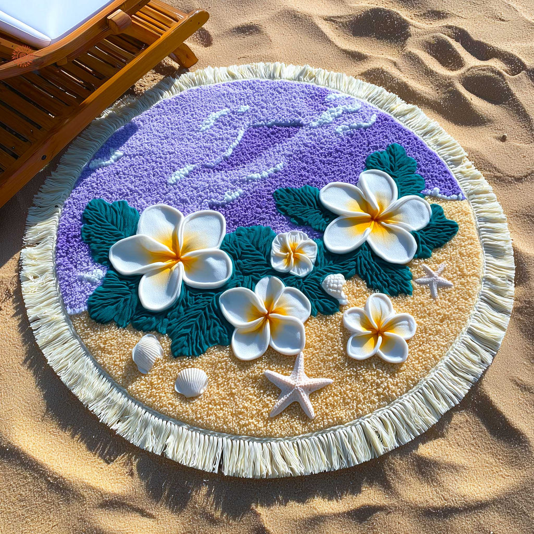 Runde Plumeria Strandtuch