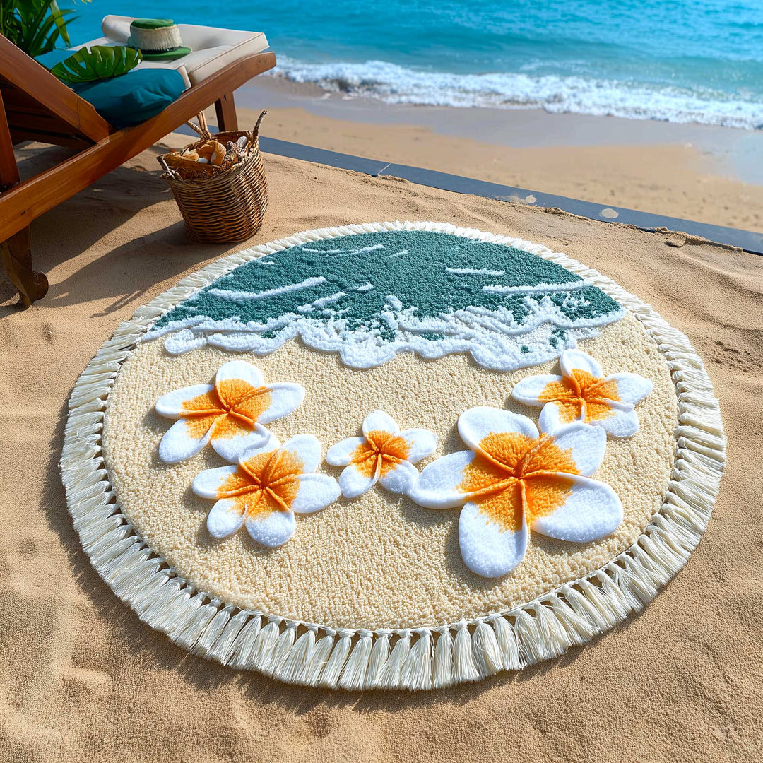Runde Plumeria Strandtuch