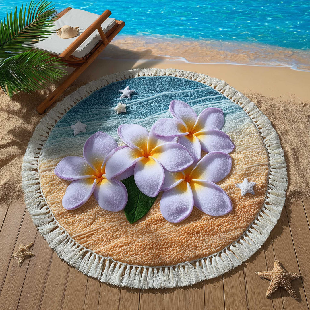 Rundes Plumeria Strandtuch