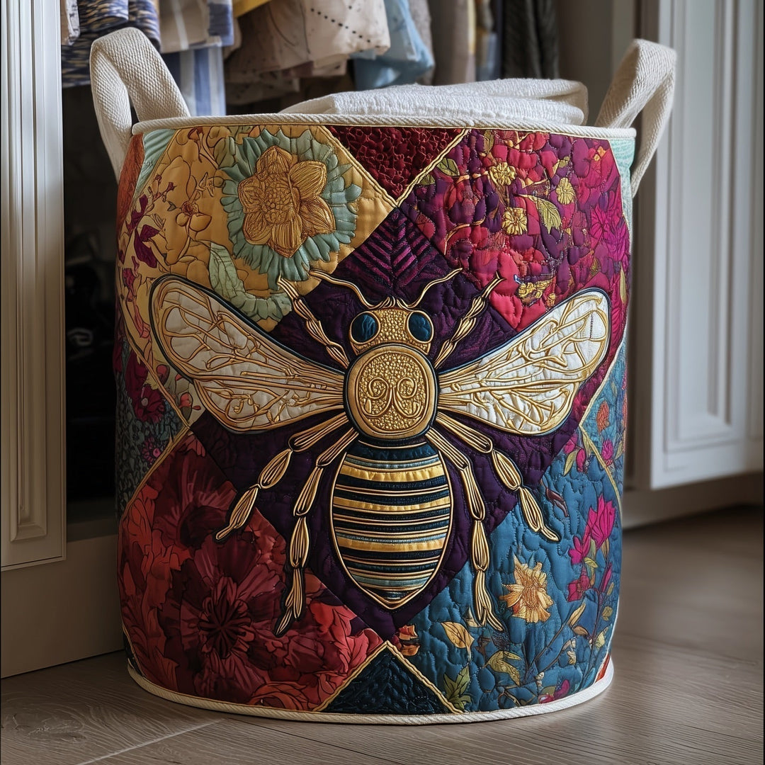 Gepolsterter Wäschekorb mit Bienenmotiven