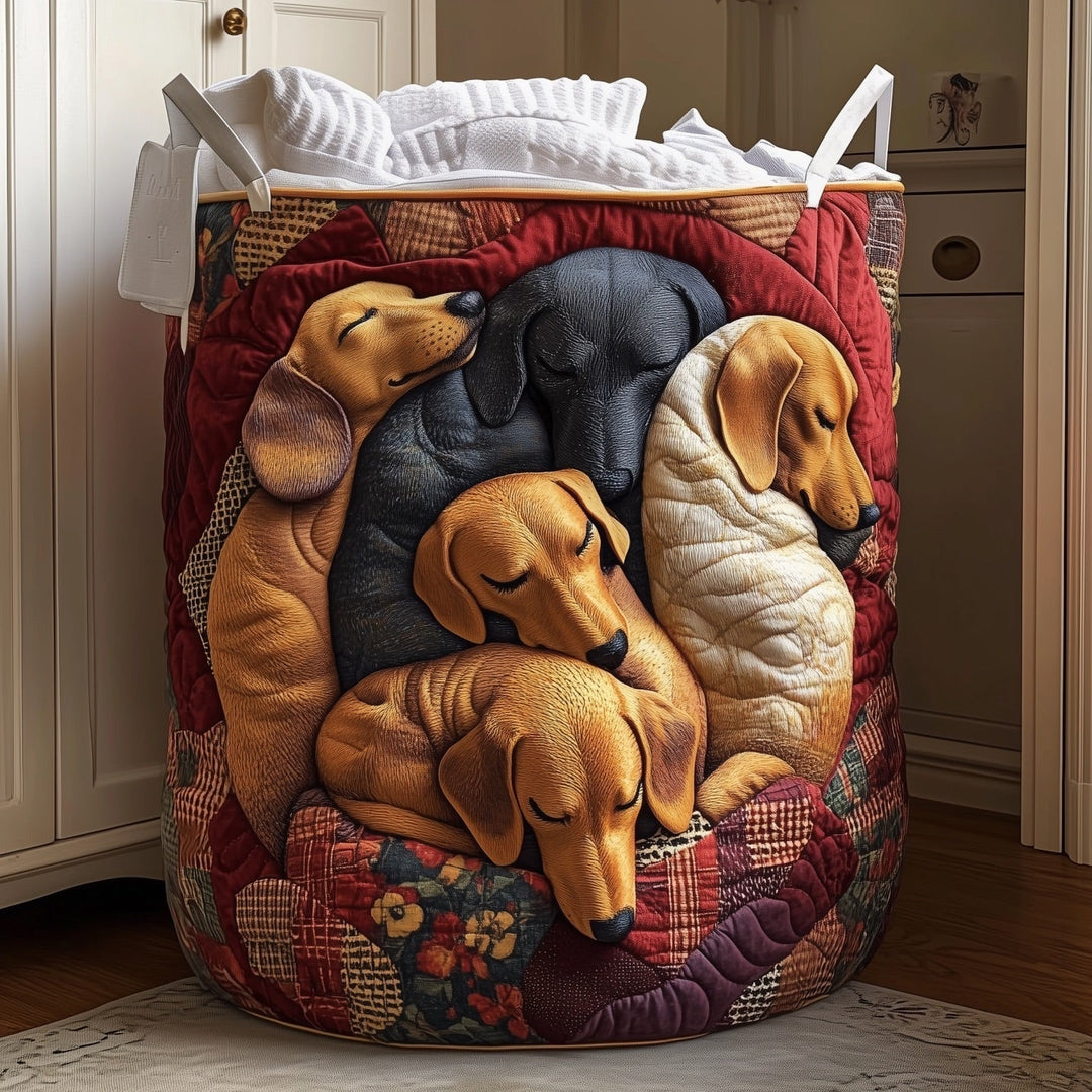 Dachshund Snooze Gequilteter Wäschekorb