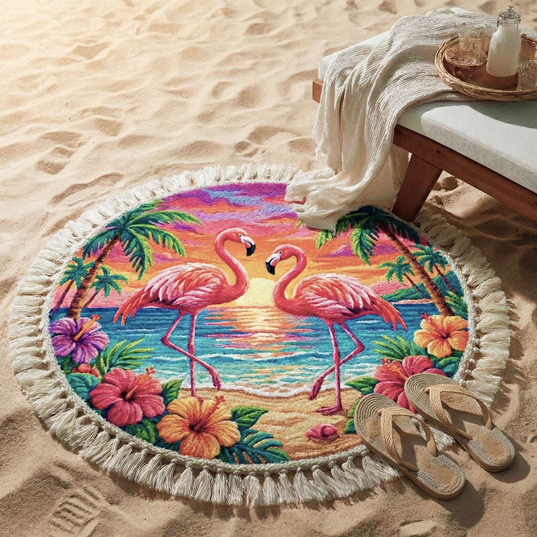 Runde Strandtuch Flamingo