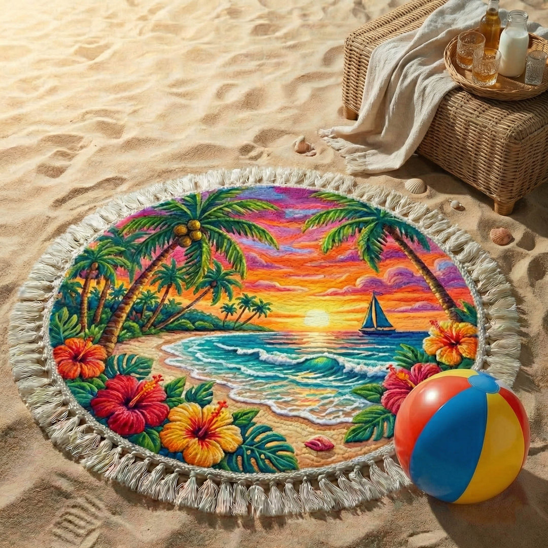 Friedlicher runder Strandtuch