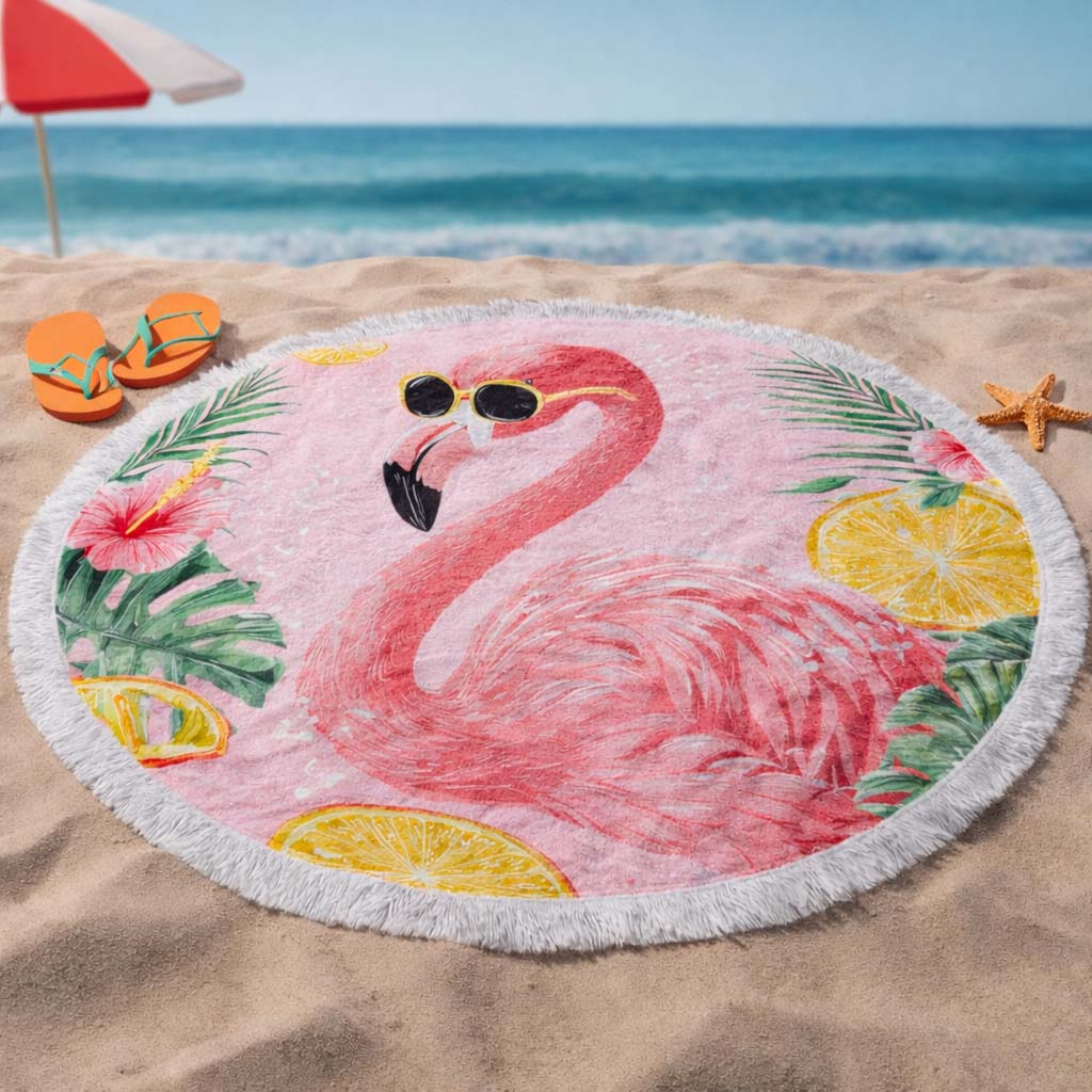 Runder rosa Strandtuch