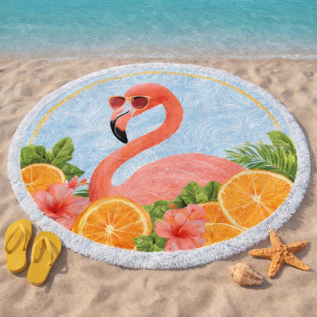 Runde Flamingo Strandtuch