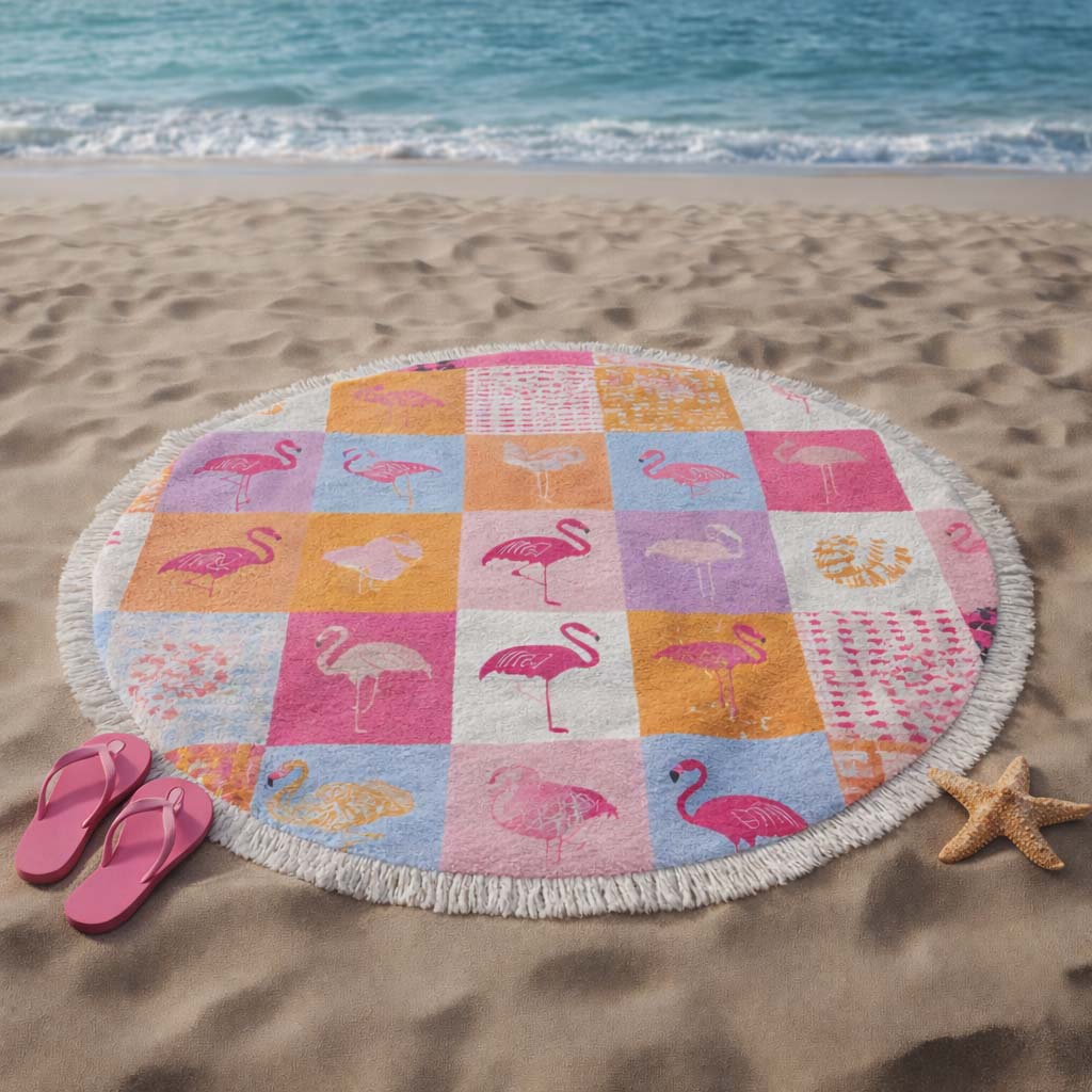 Runde Strandtuch Citrus Flamingo