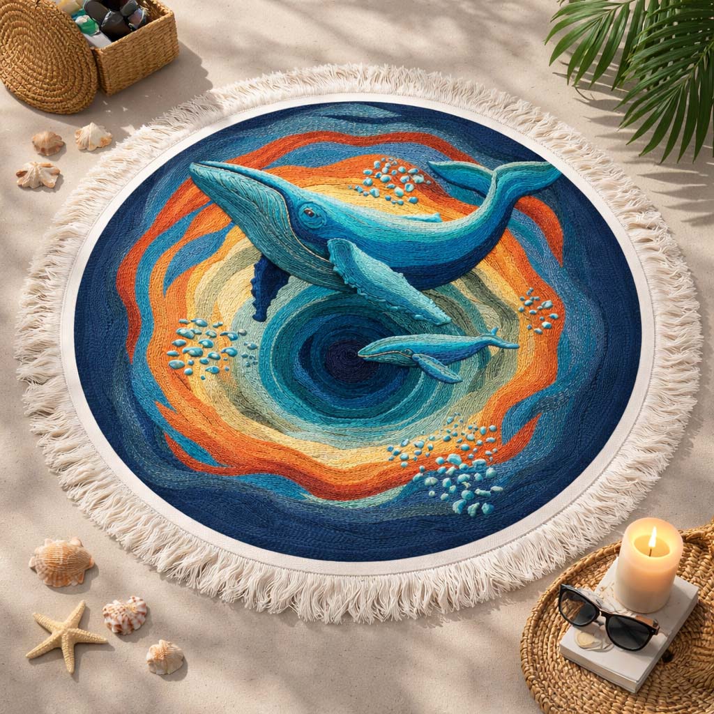 Runde Strandtuch Vortex Wal