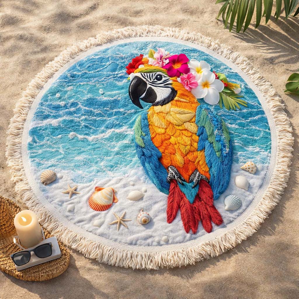 Runde Strandtuch mit Blumenkranz