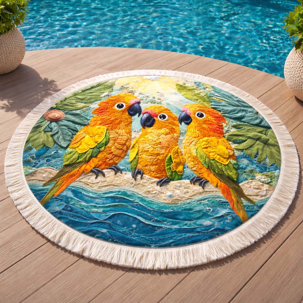 Sonniger Flock Rundstrandtuch