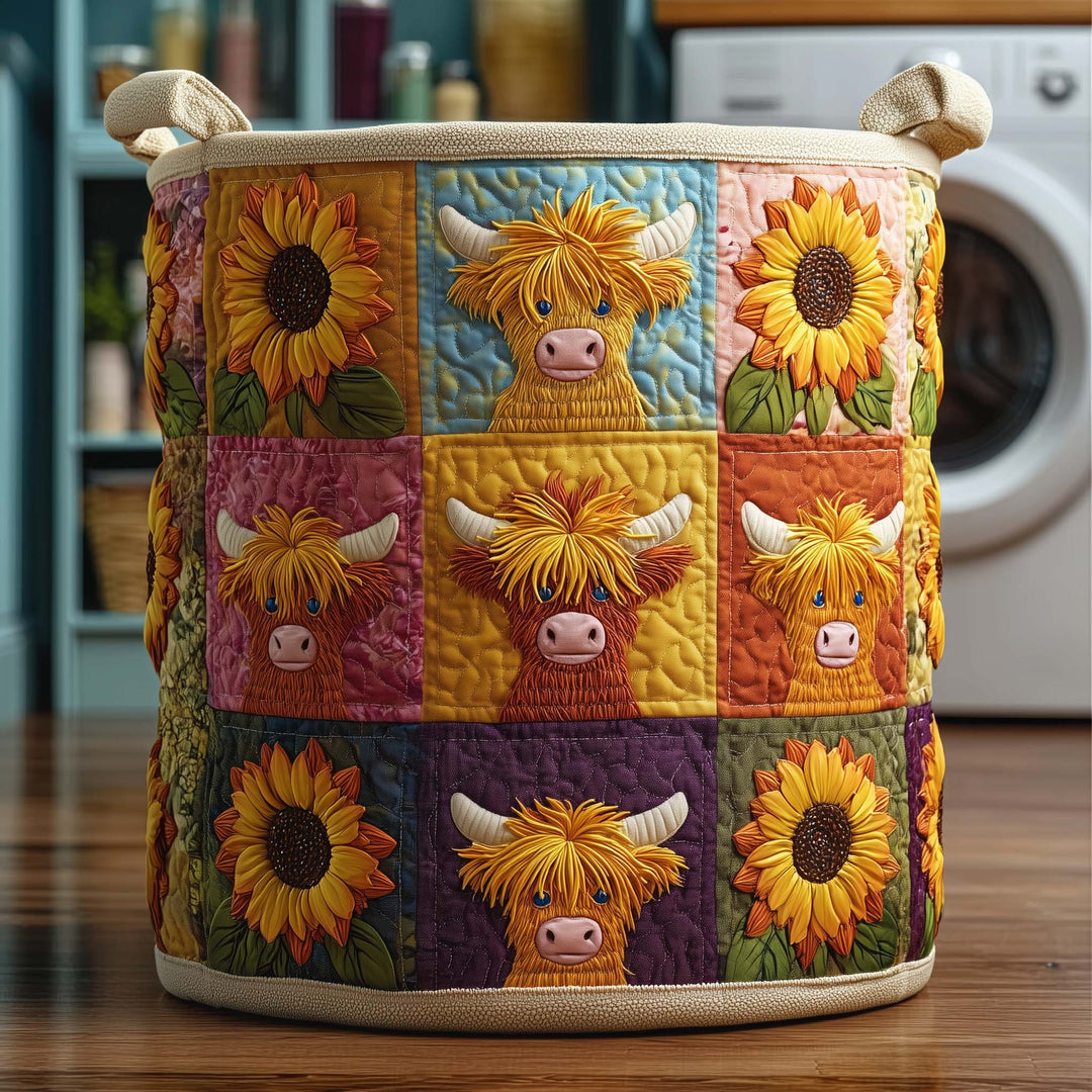 Gepolsterter Sonnenblumen-Wäschekorb