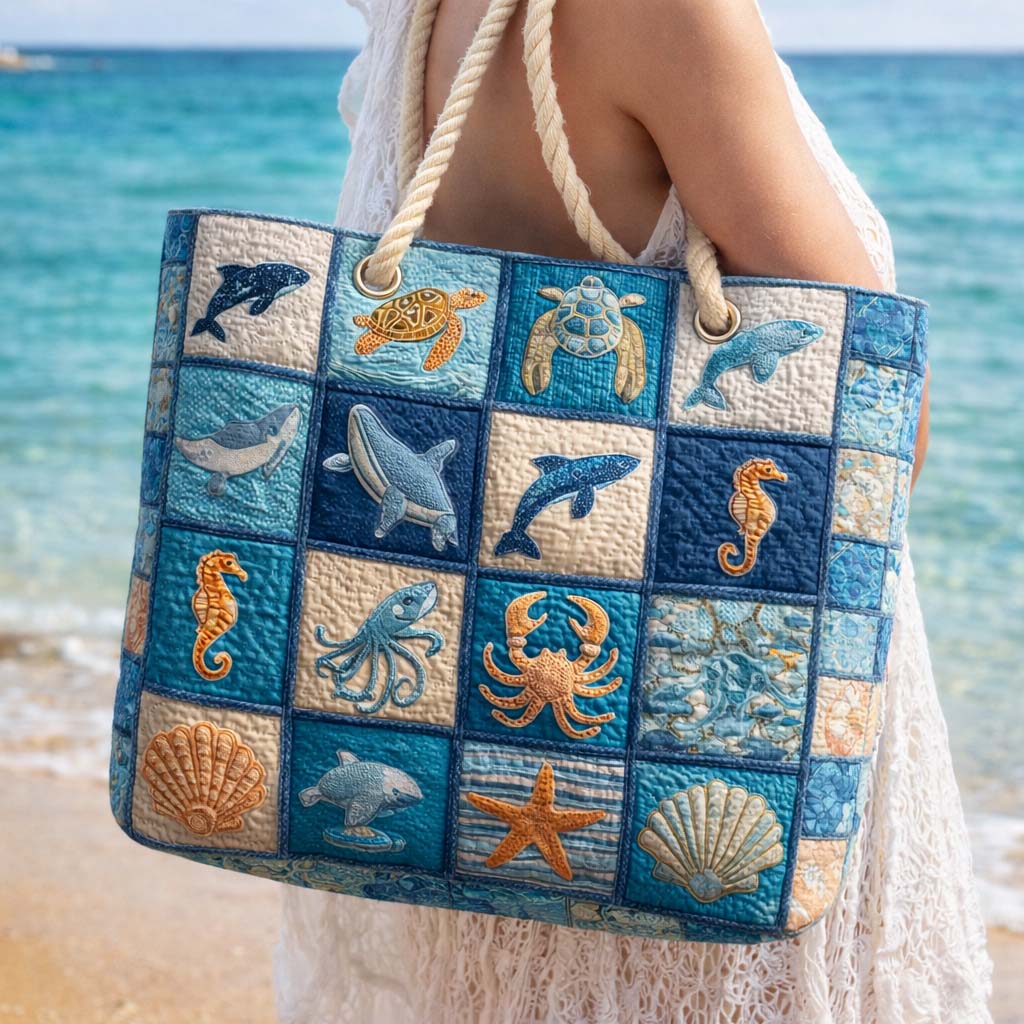 Gestepptes Marine Life Strandtasche