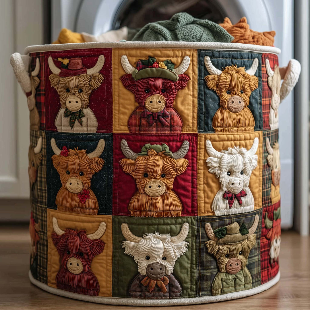 Hochlandrind Quilt-Wäschekorb