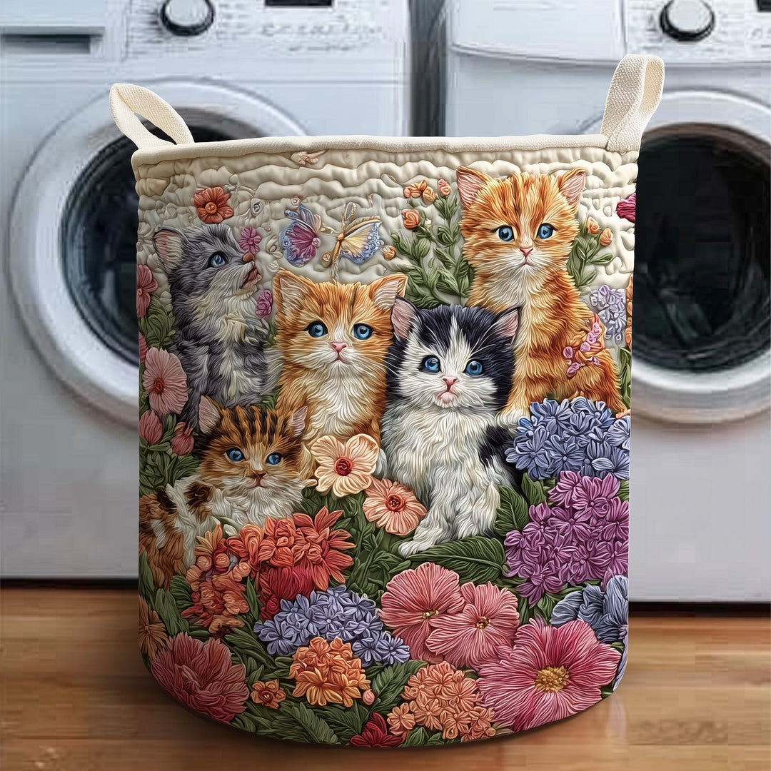 Vintage Meow Gepolsterter Wäschekorb