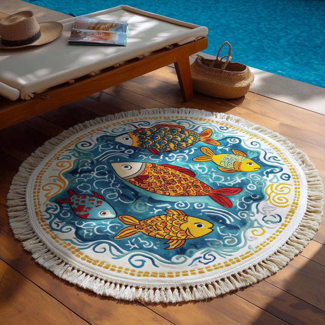 Whimsy Splash Rundes Strandtuch