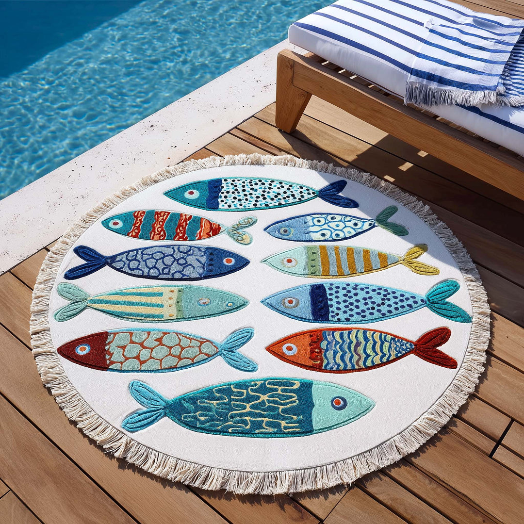 Whimsy Splash Rundes Strandtuch