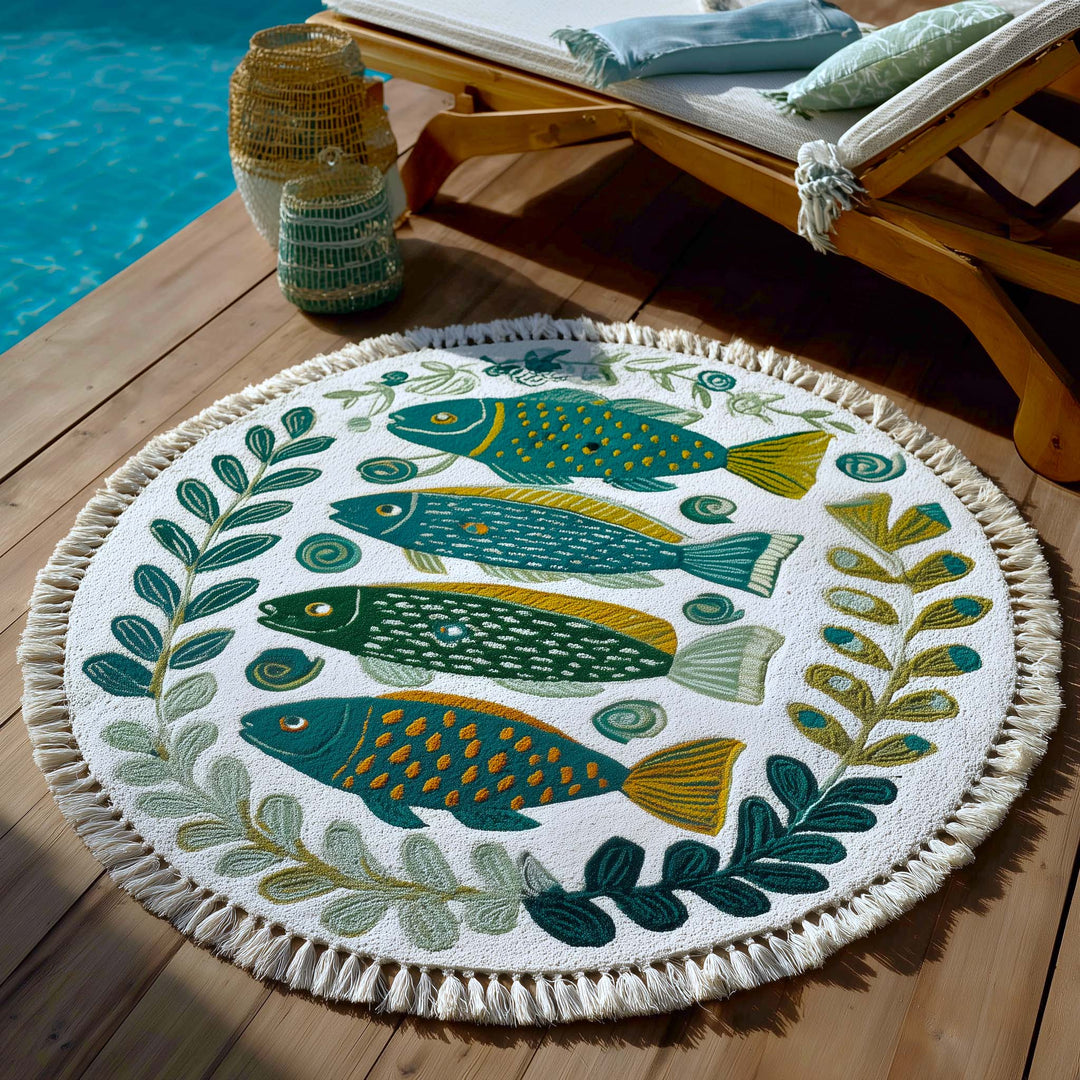 Whimsy Splash Rundes Strandtuch