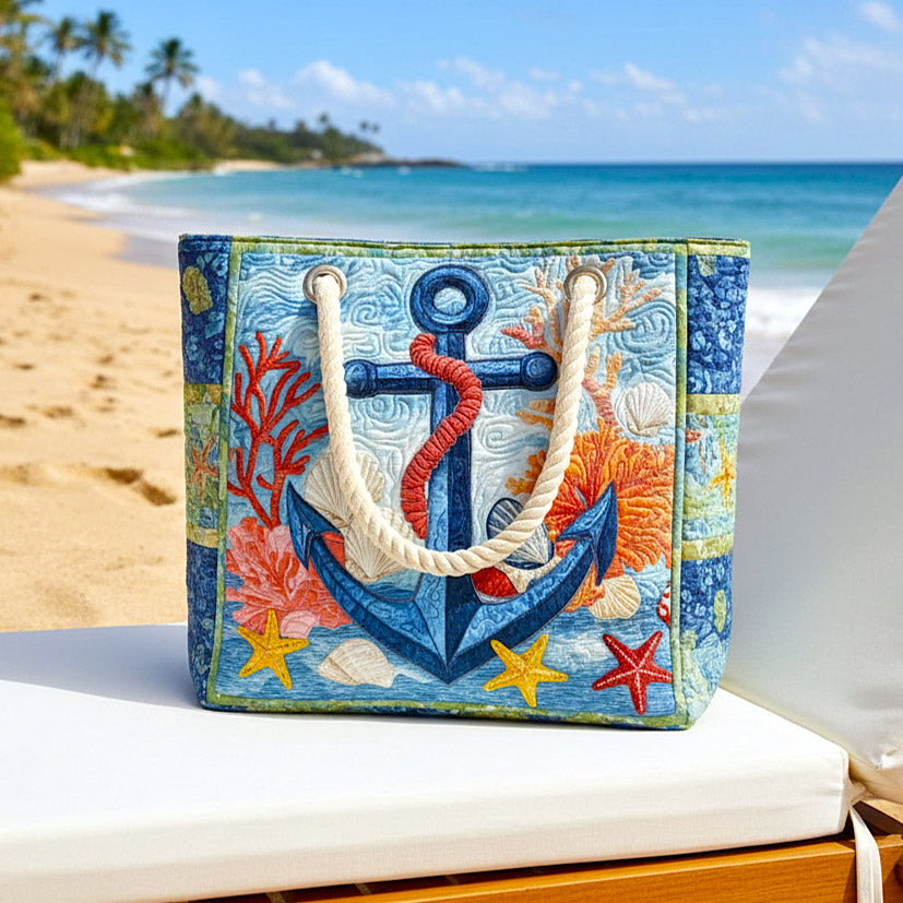 Gepolsterte Strandtasche mit maritimem Anker