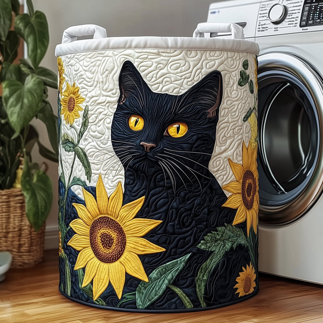 Gepolsterter Wäschekorb Katze Sonnenblume
