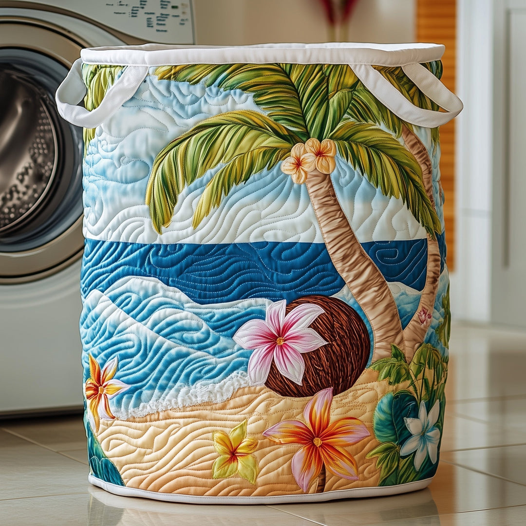 Tropischer Plumeria Quilted Wäschekorb