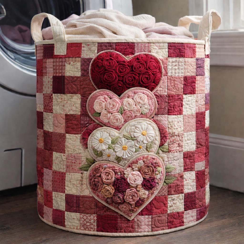 Florales Liebe Patchwork-Wäschekorb