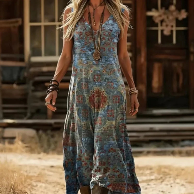 Sofia | Vintage Prairie Floral Midi Kleid