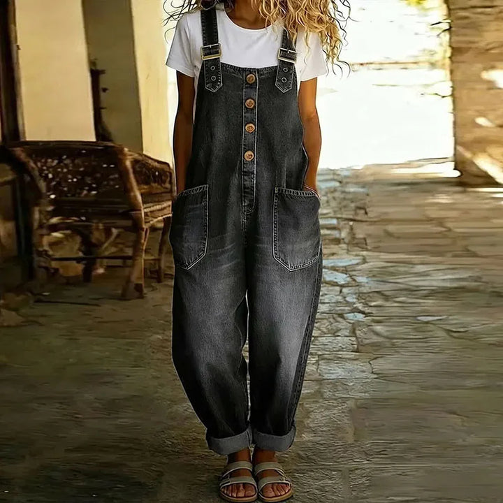 Taylor | Vintage Soft Baumwoll-Denim-Look Latzhose mit verstellbaren Trägern