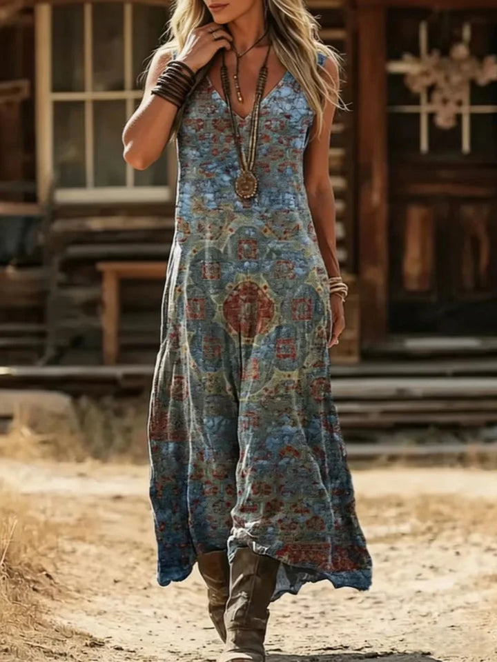 Sofia | Vintage Prairie Floral Midi Kleid
