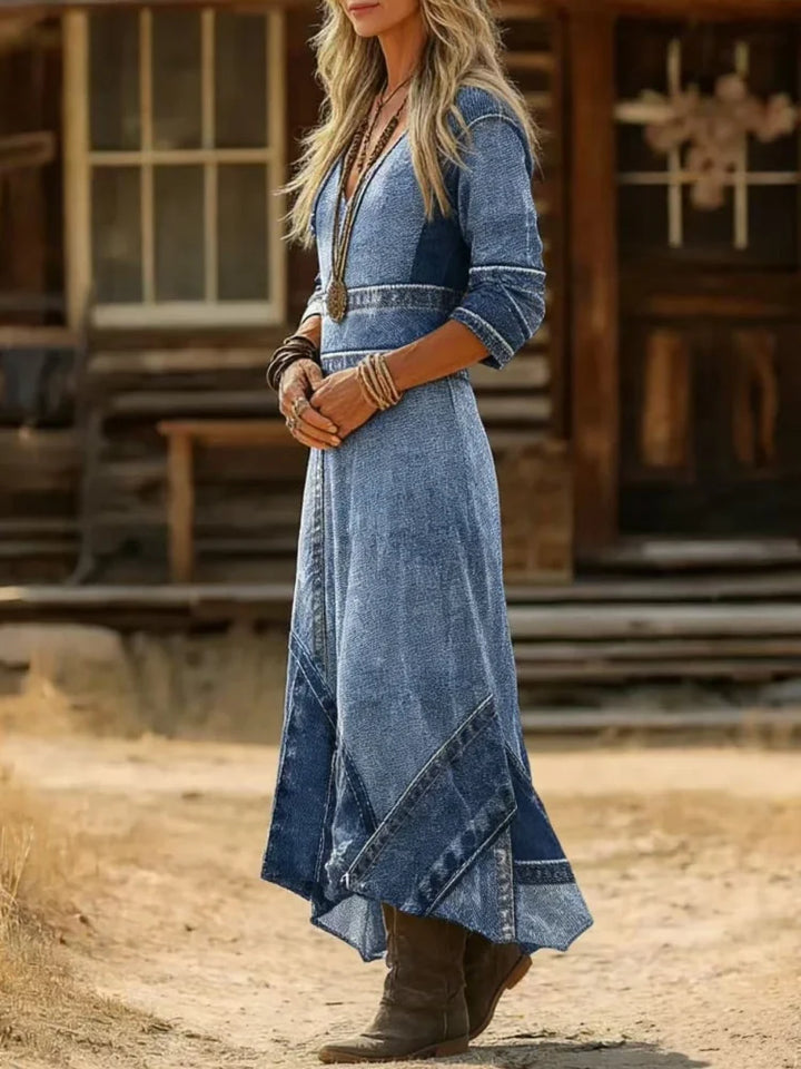 Savannah | Western Denim Patchwork Kleid