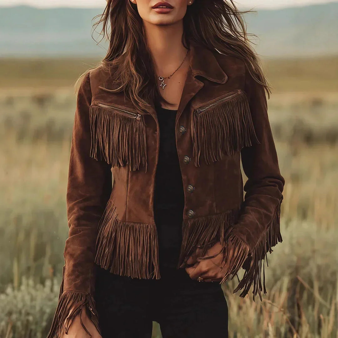 Madison │ Wildleder-Fransen Knopfjacke