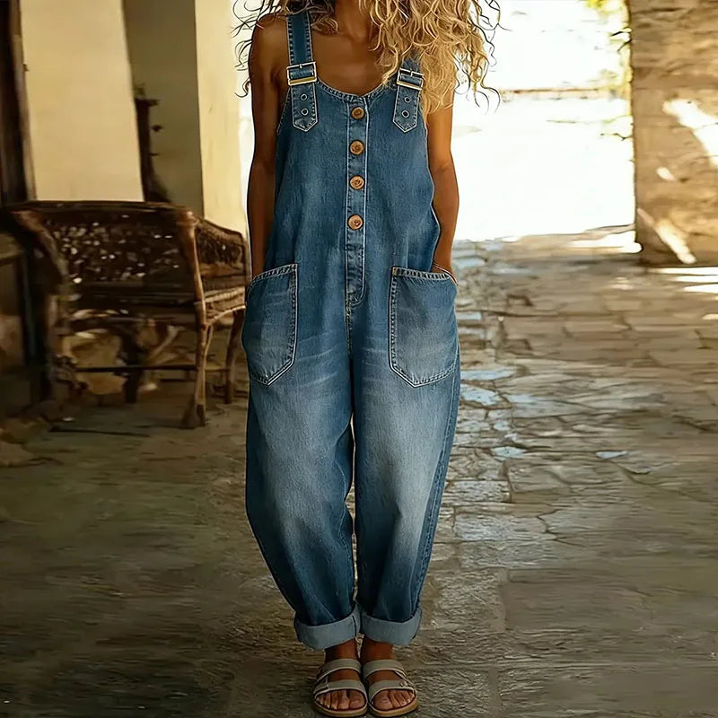 Taylor | Vintage Soft Baumwoll-Denim-Look Latzhose mit verstellbaren Trägern
