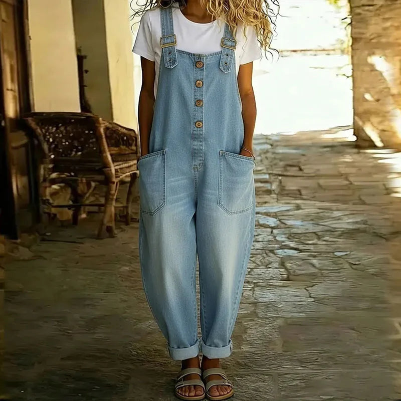 Taylor | Vintage Soft Baumwoll-Denim-Look Latzhose mit verstellbaren Trägern